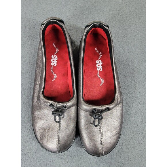 SAS Shoes Womens Size 6 Metallic Silver Comfort Flexible Tripad Flat Made USA - Picture 1 of 10